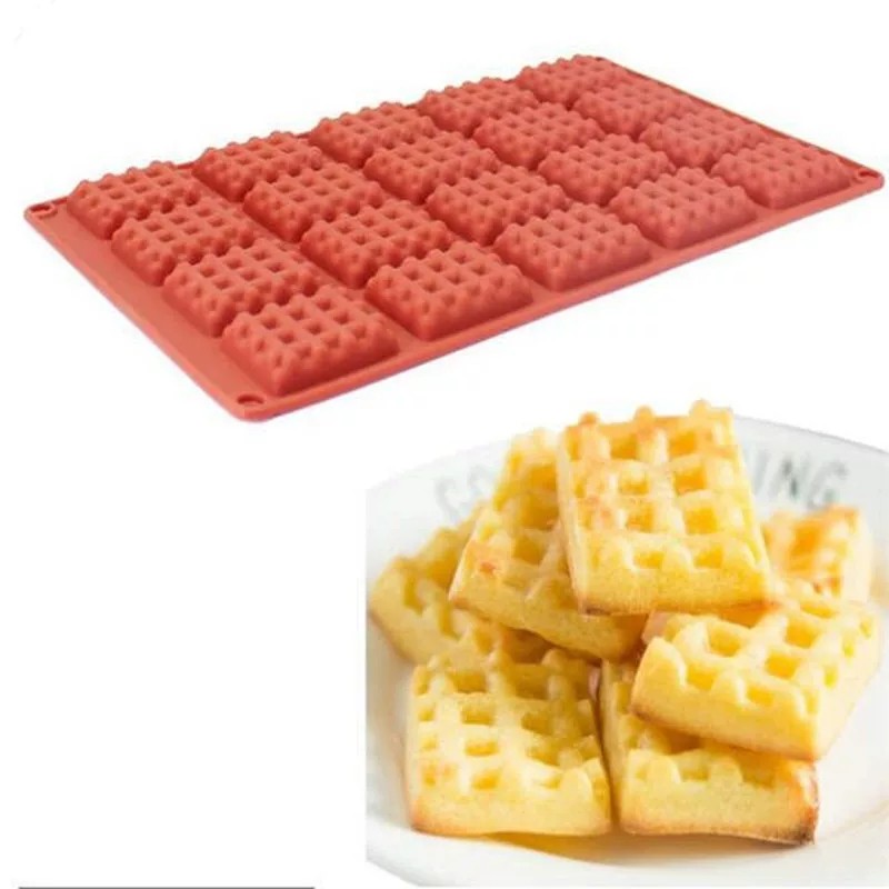 新品20连迷你小长方形华夫饼烤箱耐高温模具小饼干巧克力点心模具