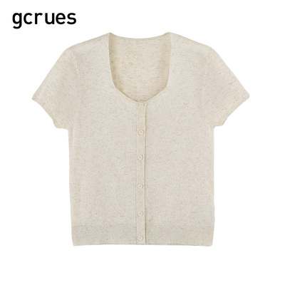gcrues毛针织衫女夏季T恤气质显瘦休闲百搭上衣G05X04A0452