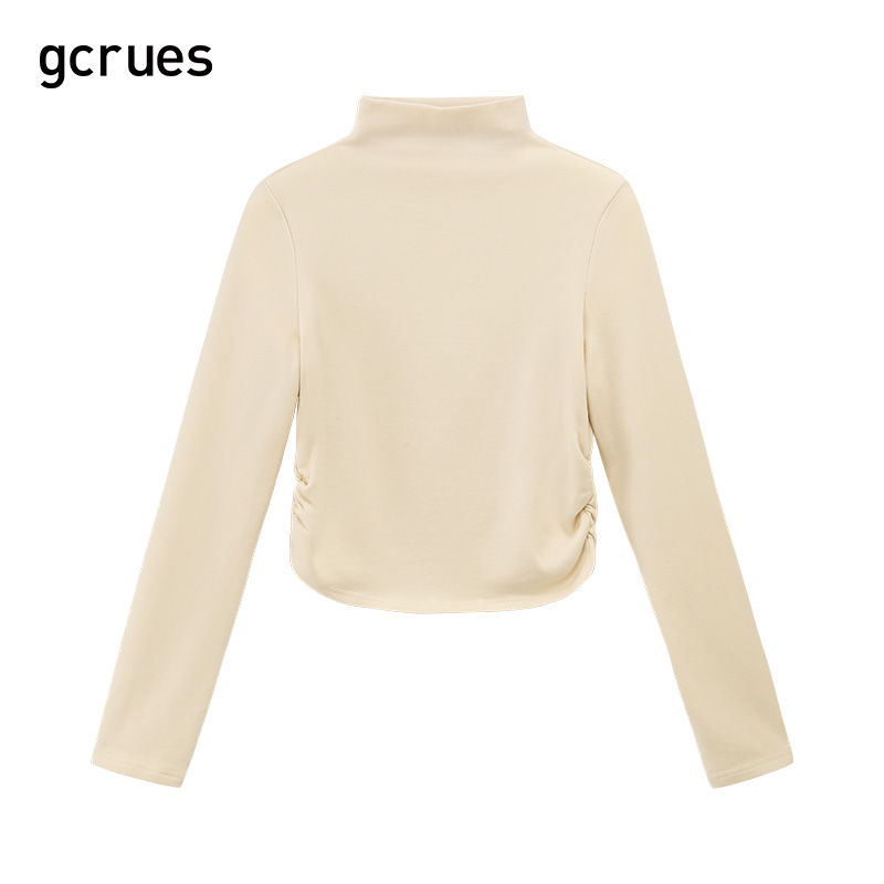 gcrues设计感长袖t恤女秋季2024年新款半高领打底衫小众百搭上衣