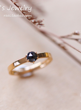 Ree.无他。天然黑色钻石/黑钻18k黄金戒指百搭ins基础 甜酷指环