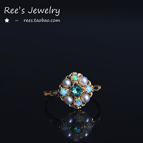 Rees18k黄金天然祖母绿欧泊吊坠