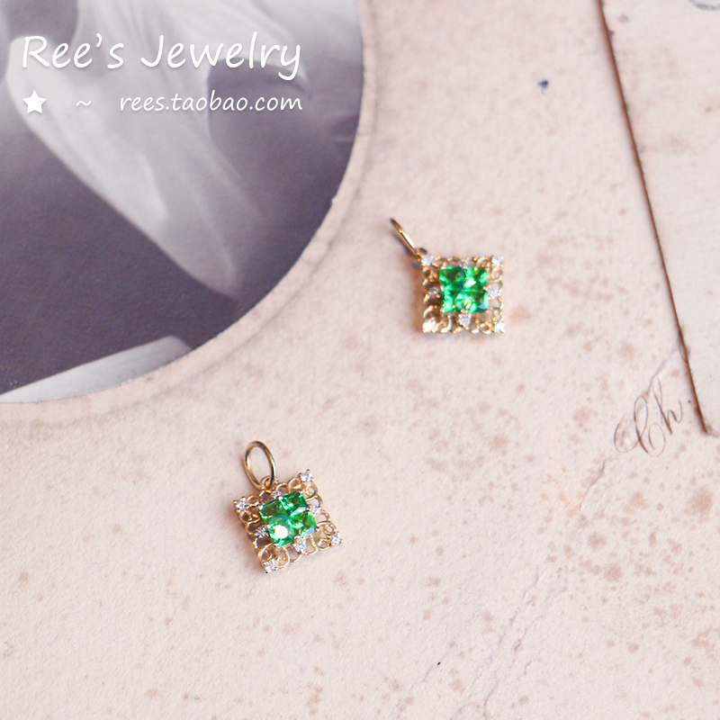 圣誕精致彩寶石18k黃金吊墜項鏈