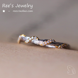 Ree.树梢。18k白金黄金天然钻石藤蔓荆棘戒指小众设计ins中性指环