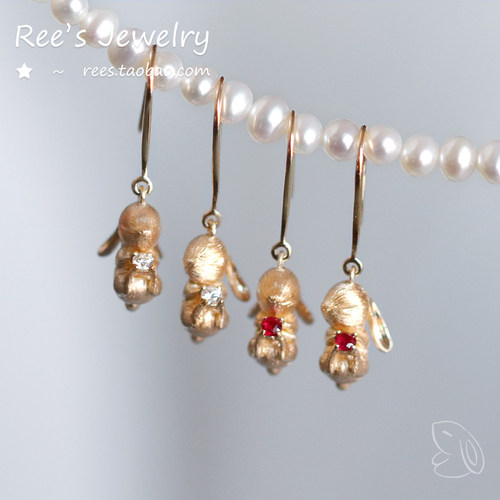 Ree兔兔天然红宝石吊坠18k黄金