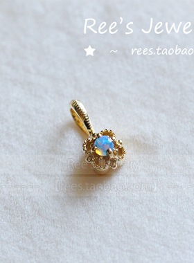 【Rees 轻珠宝】。花影  18k金 微镶 澳大利亚 欧泊 锁骨 吊坠