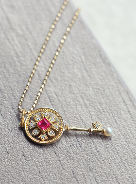 Ree光的启示录 红宝石钻石18k黄金吊坠 甜美日系小钥匙轻奢项链