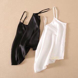 大码 定制进口弹力缎面宽松冰丝打底吊带背心雪纺醋酸内搭胖mm女夏