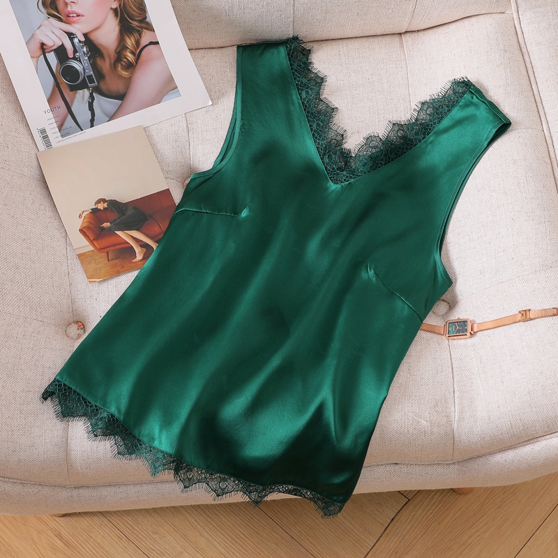 桑蚕丝打底睫毛吊带背心