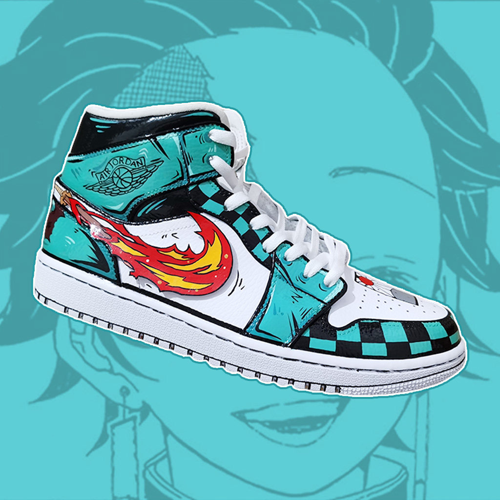 hp涂鸦彩绘diy球鞋定制手绘鞋子动漫aj1鬼灭之刃灶门炭治郎联名球