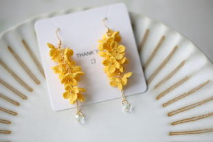 微钩耳环 微钩手工耳饰蕾丝线编织饰品成品