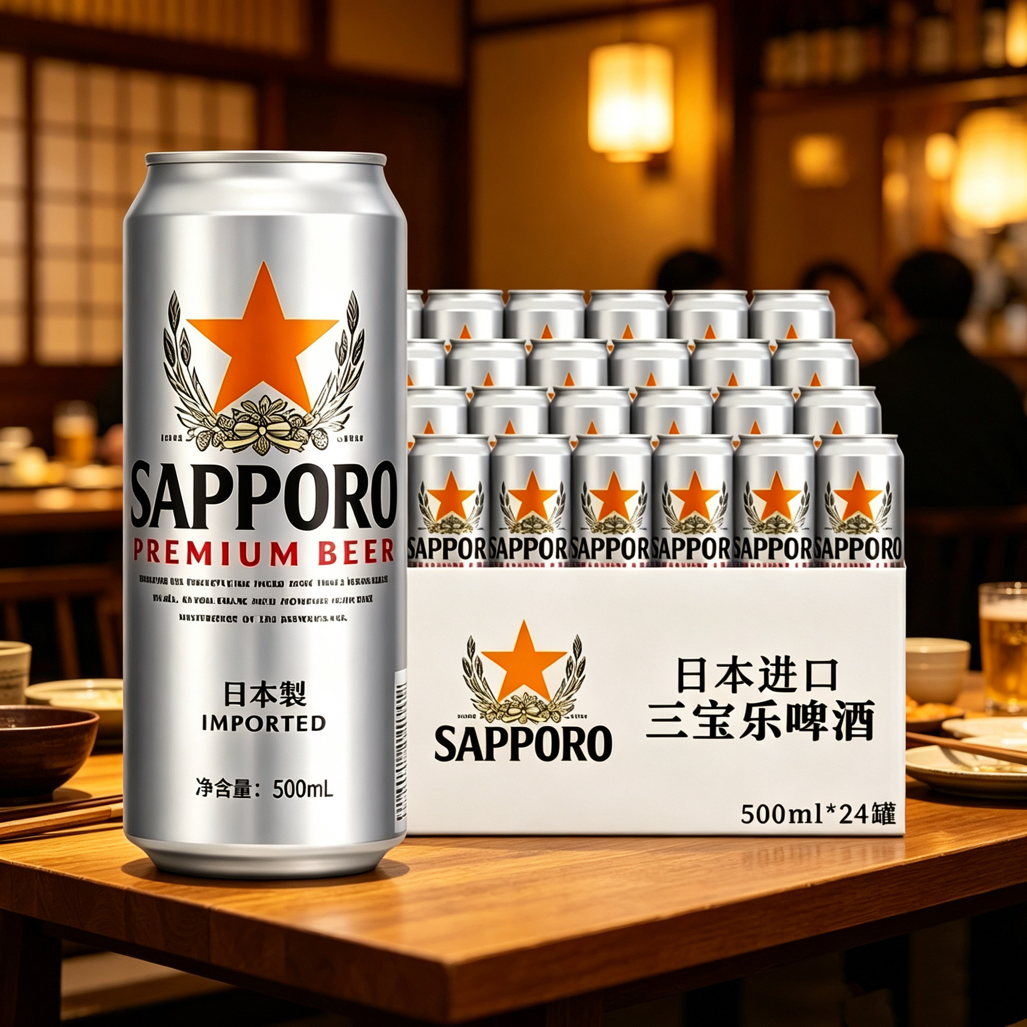日本进口三宝乐啤酒精酿啤酒札幌500ML*24听装整箱Sapporo啤酒