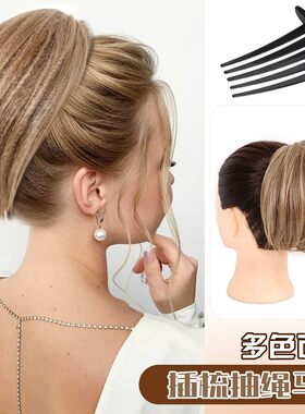 欧美假发插梳丸子头女士花苞自然蓬松卷发包头花拉花发圈盘头假发