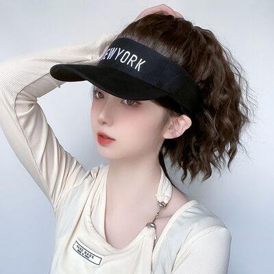 一体连帽减龄高马尾仿真假发女