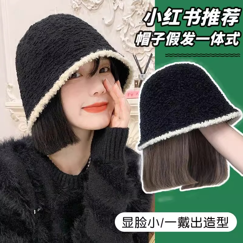 帽子假发女短发一体假发