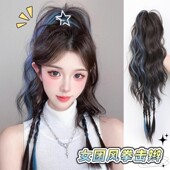 假发抓夹音乐节发饰蓝色挑染配饰演唱会气氛头饰张杰应援拳击辫子