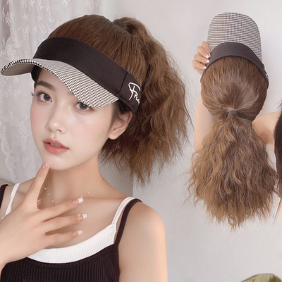 假发女短发夏帽子假发一体2022年新款时尚遮阳全头套仿真马尾假发