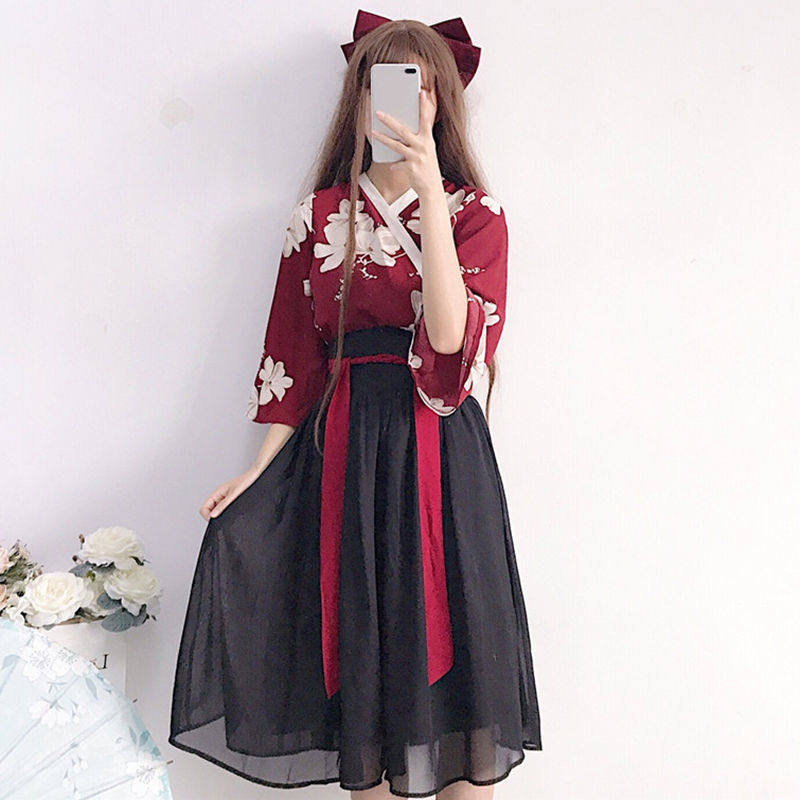 汉元素改良花间瑶日常古风学生班服中国风半身裙汉服仙女民国