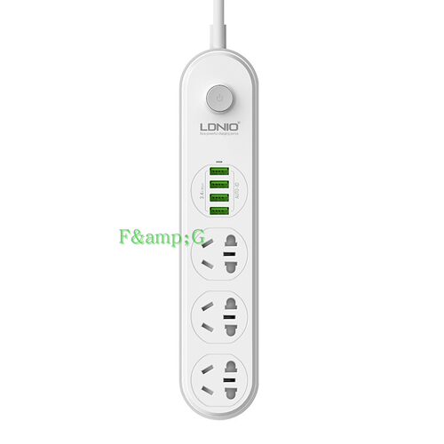 LDNIO 国标插排插板插线板 带线拖线板3插位多孔接线板插座带4USB