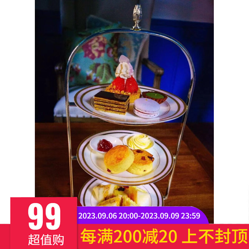 304不锈钢双层面包架三层点心架子蛋糕架甜品盘下午茶食品水果架