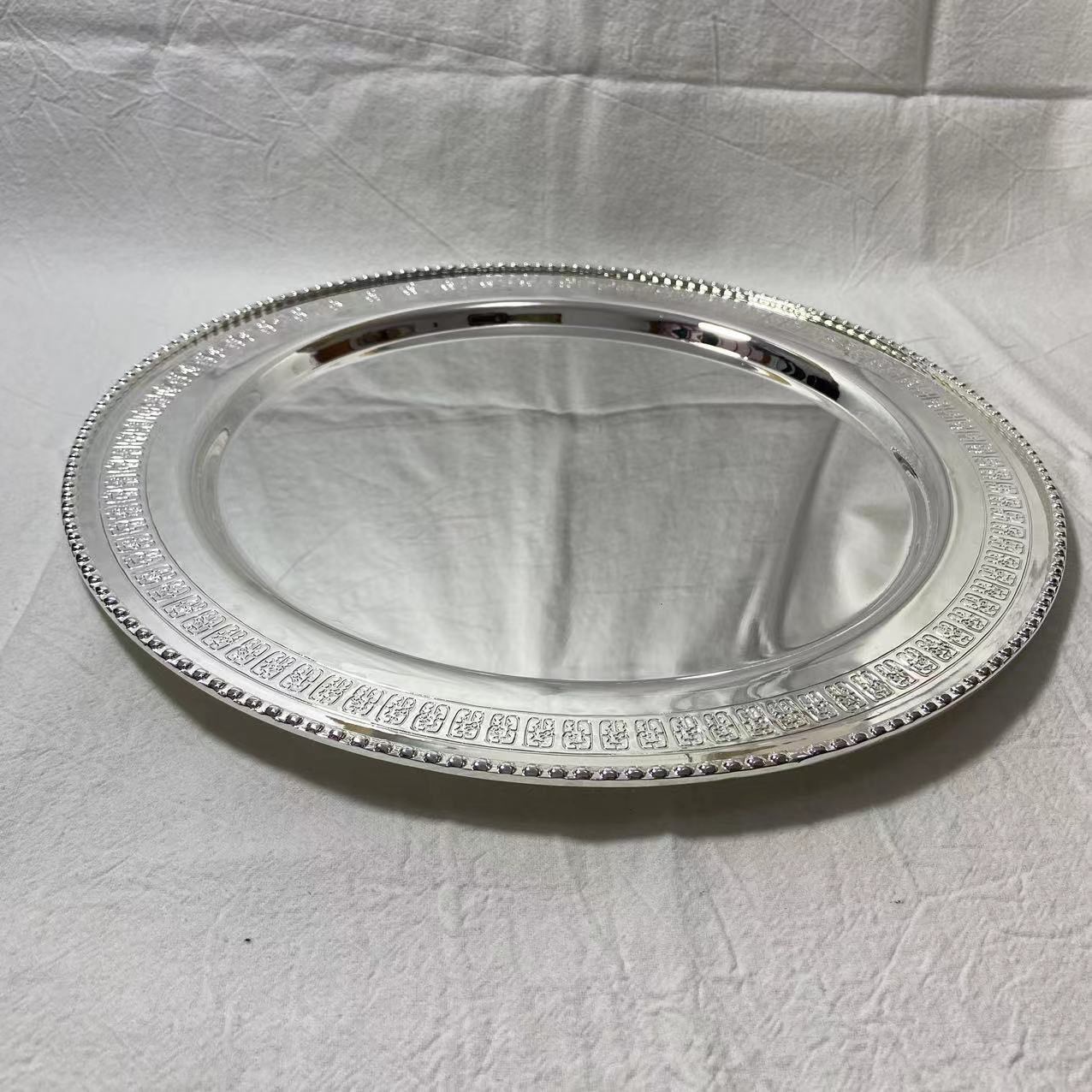 304不锈钢盘 珠边花席面碟水果碟席面盘碗盘碟子酒店餐盘餐厅餐具