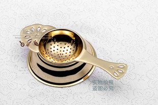 英式下午茶不锈钢茶漏镀银茶隔连座镀金滤茶器茶宠茶滤功夫茶茶具