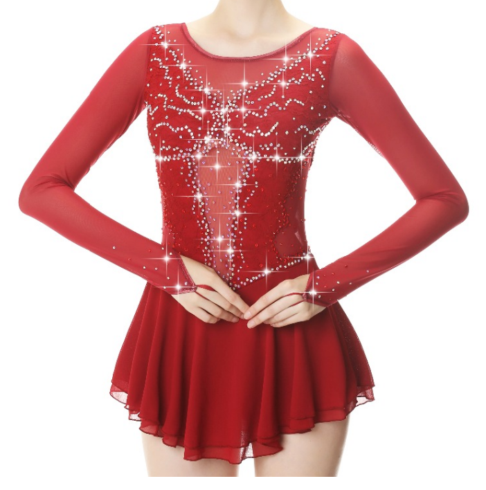 卓宝 定制花样滑冰服装 花样滑冰表演服 儿童成人女款裙a9