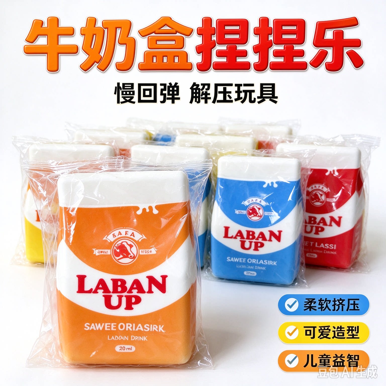 BUTTER饮料包装捏捏乐酸奶盒捏捏乐减压神器仿真按压玩具儿童解压