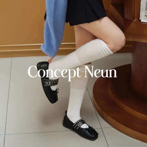 Concept Neun新品Paris系列方头铆钉条带芭蕾玛丽珍鞋女