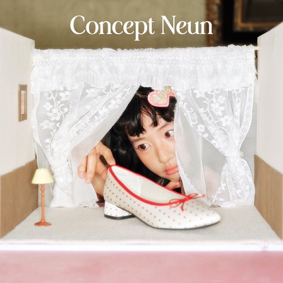 Concept Neun Every Girl's系列圆头红波点蝴蝶结中跟芭蕾鞋