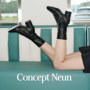 Concept Neun新品Texas系列柔软弹力短靴方头女高跟