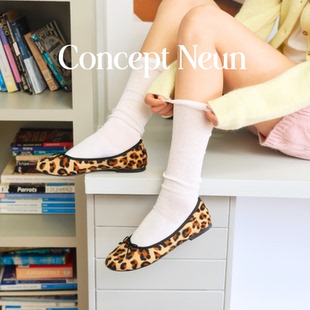 Concept Neun新品Every Girl's系列豹纹芭蕾鞋女柔软平底蝴蝶结