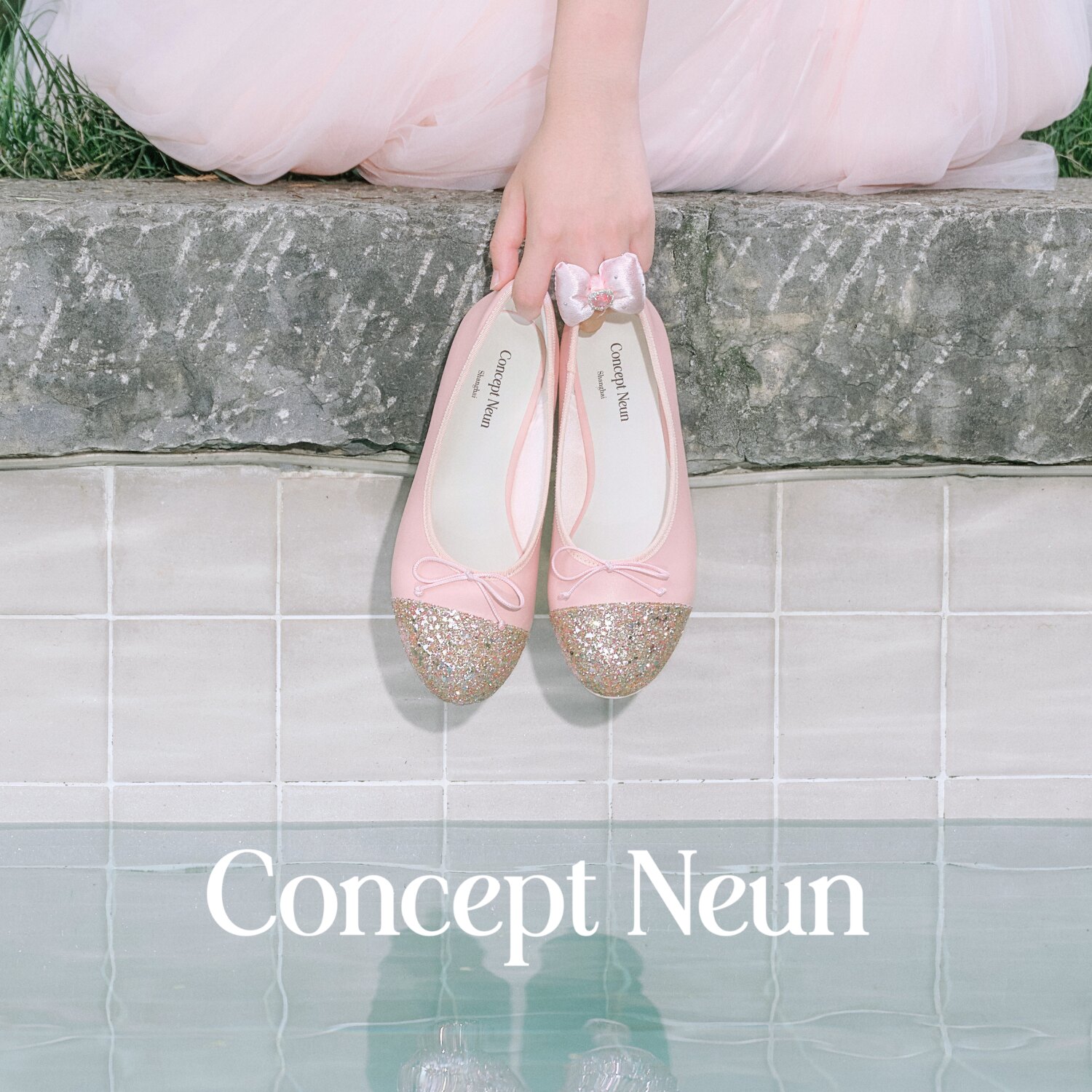 Concept Neun Every Girl's系列拼接粉色亮片圆头芭蕾单鞋