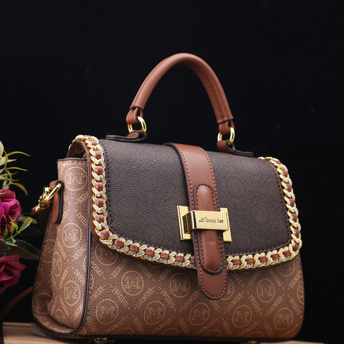 路易米希尔真皮镶钻手提斜挎包