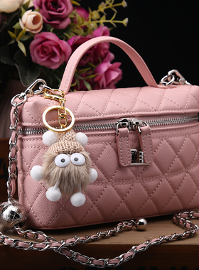 RANEDONA正品真皮手提包女时尚菱格2025新款珍珠链条单肩斜挎小包