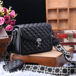 小方包女2025新款欧乐诗正品女包时尚菱格真皮宽肩带单肩斜挎小包