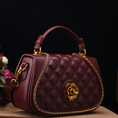 真皮菱格小方包女轻奢时尚 古萨驰正品 女包2025新款 手提斜挎包百搭