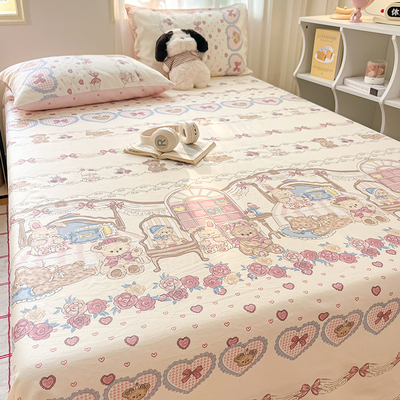 罗莉塔可爱纯棉床单单件少女心100全棉被单人儿童学生宿舍床笠罩