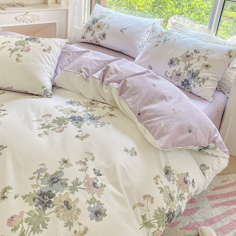 美式ins纯棉被套单件单双人100全棉150x200x230被罩床单春秋被单