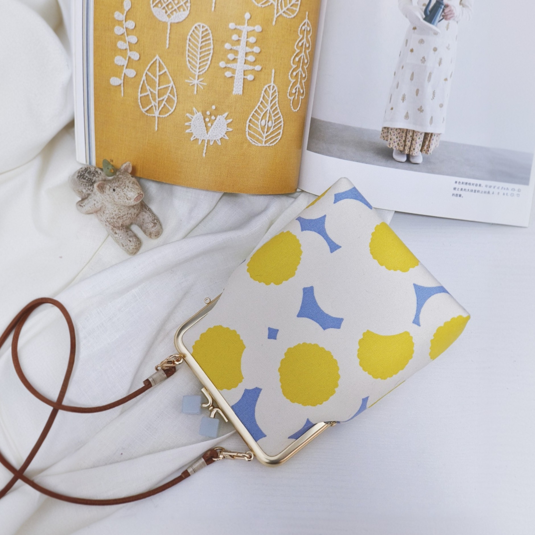 丸制原创手作糖果头手机口金包DIY材料包布艺包治愈手工团建材料