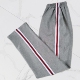 中小学生校服裤 浅灰直筒一条白宽杠上压一条酒红杠可订做加绒保暖