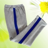 浅灰加绒保暖校服裤 子高腰直筒一道宝蓝宽杠初高中小学生条纹长裤