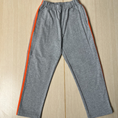 浅灰色运动校服裤 子两道橘色杠休闲直筒全棉加绒加厚团体男女班服