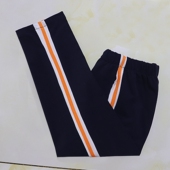 款 四季 可定制 子白色宽杠上压一道橘杠直口校裤 中小学生藏蓝校服裤