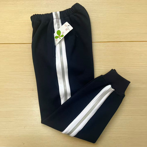 高中小学生校服校裤子藏蓝白宽杠反光条纹运动长裤男女同款可定做