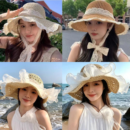 女帽子夏季遮阳防晒帽沙滩帽户外旅游大边帽透气渔夫帽草帽盆帽