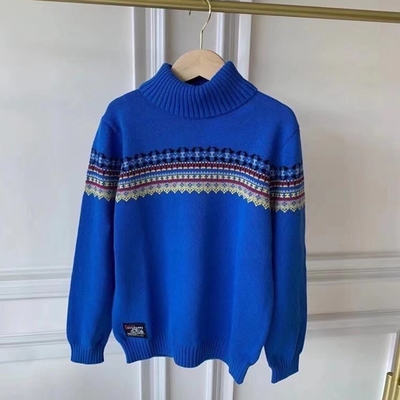 秋冬季玛米*卡男童小中大童上衣儿童针织衫高领套头长袖纯棉毛衣