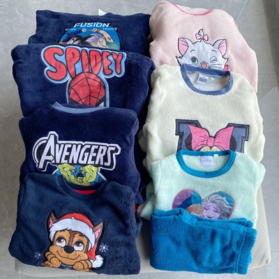 秋冬迪*尼女童男童小中童珊瑚绒宝宝长袖睡衣上衣长裤家居服套装