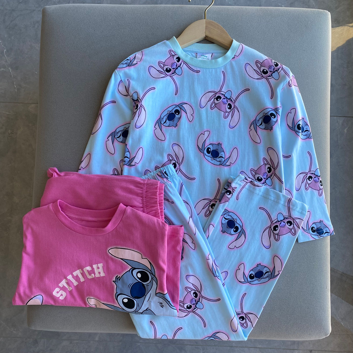 外贸单新款女童小中大童长袖T恤上衣长裤儿童睡衣家居服纯棉套装