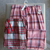 女士新款 长裤 宽松柔软格子抽绳睡裤 大码 子 家居裤 外贸单秋冬春女装