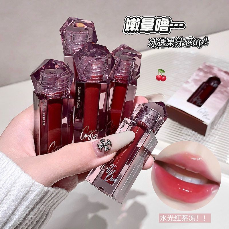 面唇蜜唇Gege嘟嘟滋润 晶钻水光唇bear不易保湿防水釉沾杯玻璃镜